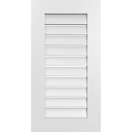 Ekena Millwork Vertical Surface Mount PVC Gable Vent: Functional, w/ 3-1/2"W x 1"P Standard Frame, 18"W x 34"H GVPVE18X3401SF